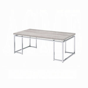 English Elm Natural Oak Coffee Table With Chrome Sled Base - Modern Design For Stylish Living Rooms & Durability B062P189174