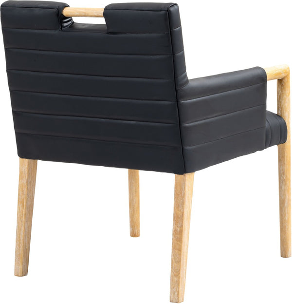 Meridian Furniture Aimee Channel Tufted Vegan Leather Dining Arm Chair with Sturdy Frame for Modern Rooms Black 11026 11026Black-AC