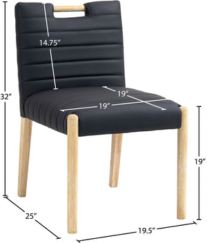 Meridian Furniture Aimee Channel Tufted Vegan Leather Dining Chair with Solid Wood Legs for Modern Rooms Black 11026 11026Black-SC