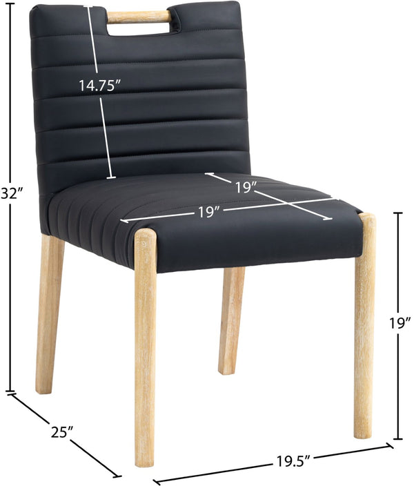 Meridian Furniture Aimee Channel Tufted Vegan Leather Dining Chair with Solid Wood Legs for Modern Rooms Black 11026 11026Black-SC