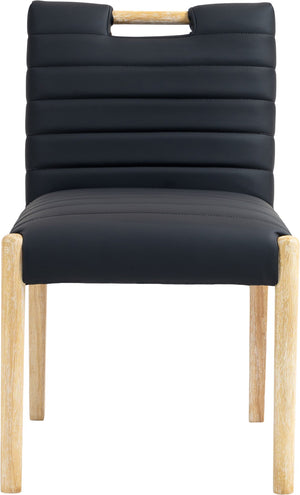Meridian Furniture Aimee Channel Tufted Vegan Leather Dining Chair with Solid Wood Legs for Modern Rooms Black 11026 11026Black-SC