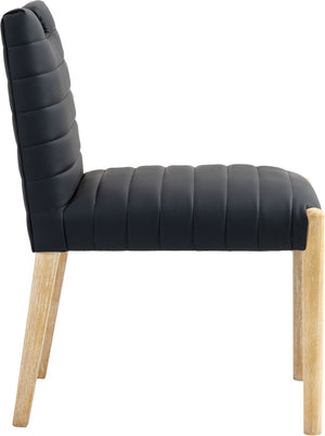 Meridian Furniture Aimee Channel Tufted Vegan Leather Dining Chair with Solid Wood Legs for Modern Rooms Black 11026 11026Black-SC