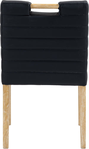 Meridian Furniture Aimee Channel Tufted Vegan Leather Dining Chair with Solid Wood Legs for Modern Rooms Black 11026 11026Black-SC