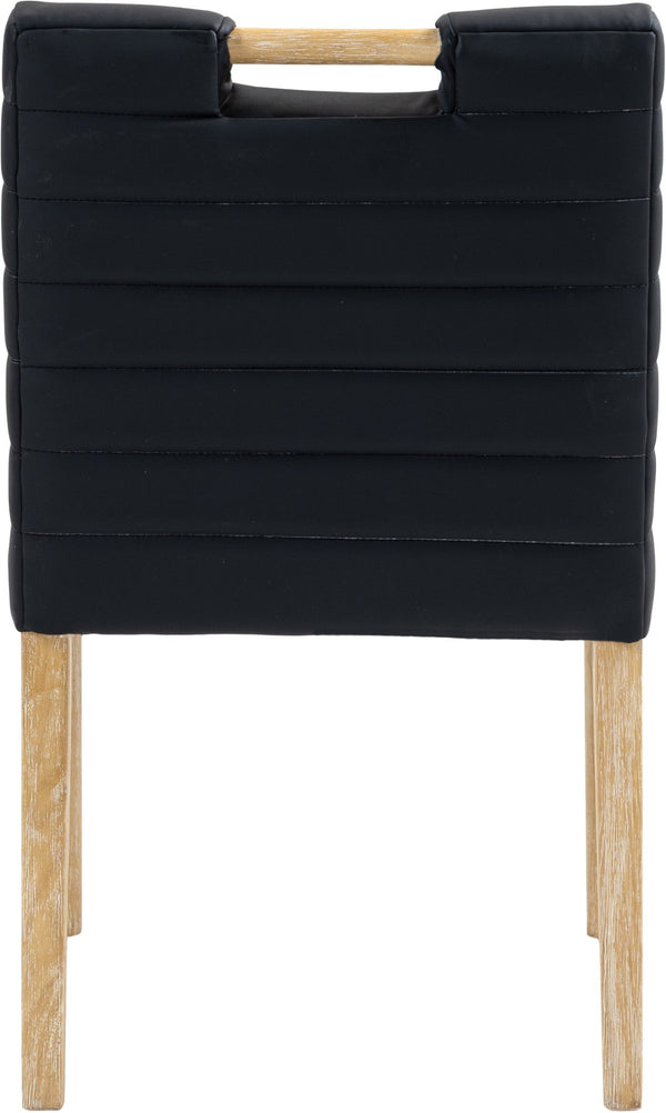 Meridian Furniture Aimee Channel Tufted Vegan Leather Dining Chair with Solid Wood Legs for Modern Rooms Black 11026 11026Black-SC