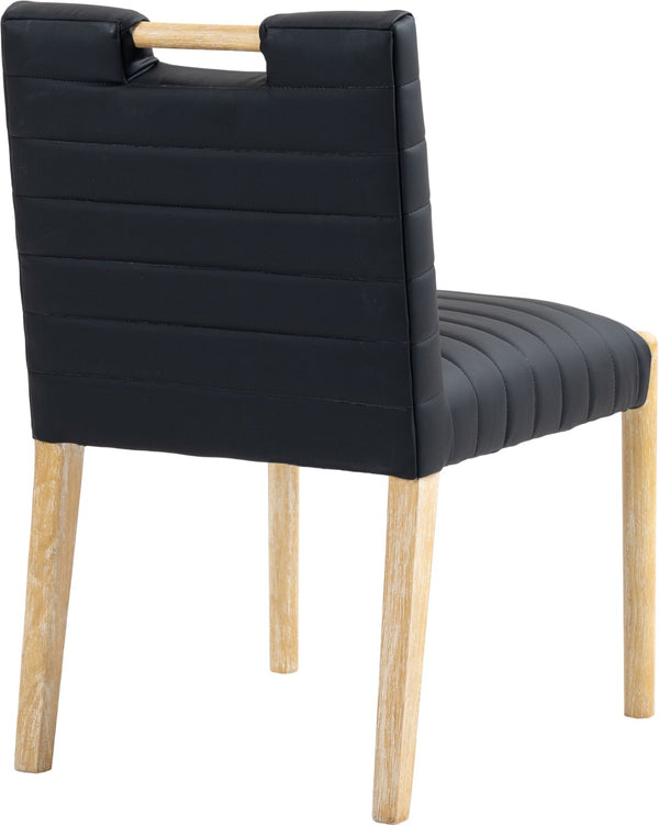 Meridian Furniture Aimee Channel Tufted Vegan Leather Dining Chair with Solid Wood Legs for Modern Rooms Black 11026 11026Black-SC