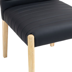 Meridian Furniture Aimee Channel Tufted Vegan Leather Dining Chair with Solid Wood Legs for Modern Rooms Black 11026 11026Black-SC