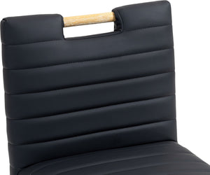 Meridian Furniture Aimee Channel Tufted Vegan Leather Dining Chair with Solid Wood Legs for Modern Rooms Black 11026 11026Black-SC
