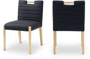 Meridian Furniture Aimee Channel Tufted Vegan Leather Dining Chair with Solid Wood Legs for Modern Rooms Black 11026 11026Black-SC