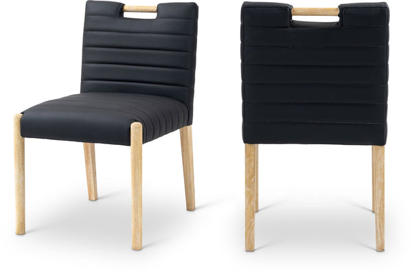 Meridian Furniture Aimee Channel Tufted Vegan Leather Dining Chair with Solid Wood Legs for Modern Rooms Black 11026 11026Black-SC