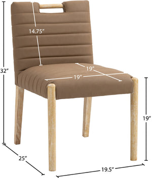 Meridian Furniture Aimee Channel Tufted Vegan Leather Dining Chair with Solid Wood Legs for Modern Rooms Brown 11026 11026Brown-SC