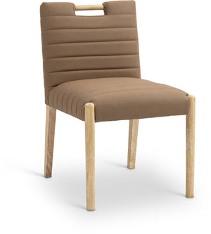 Meridian Furniture Aimee Channel Tufted Vegan Leather Dining Chair with Solid Wood Legs for Modern Rooms Brown 11026 11026Brown-SC
