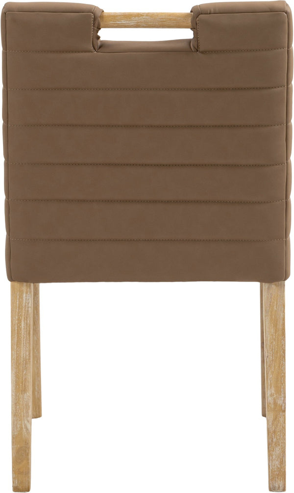 Meridian Furniture Aimee Channel Tufted Vegan Leather Dining Chair with Solid Wood Legs for Modern Rooms Brown 11026 11026Brown-SC
