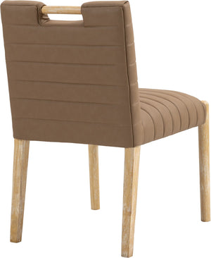 Meridian Furniture Aimee Channel Tufted Vegan Leather Dining Chair with Solid Wood Legs for Modern Rooms Brown 11026 11026Brown-SC