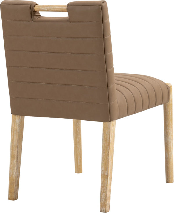 Meridian Furniture Aimee Channel Tufted Vegan Leather Dining Chair with Solid Wood Legs for Modern Rooms Brown 11026 11026Brown-SC