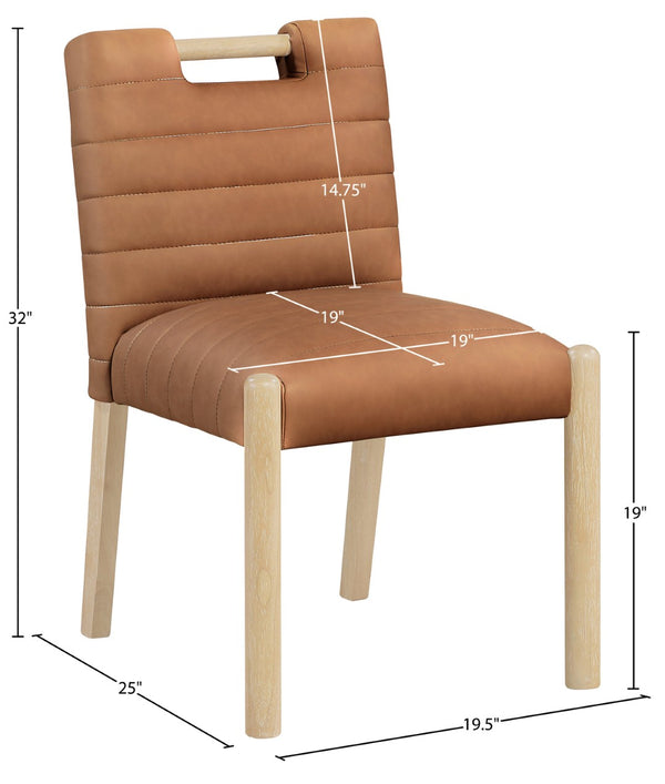 Meridian Furniture Aimee Channel Tufted Vegan Leather Dining Chair with Solid Wood Legs for Modern Rooms Cognac 11026 11026Cognac-SC