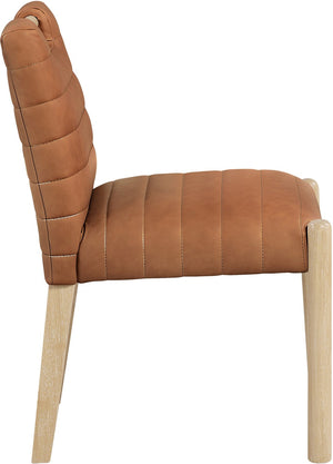 Meridian Furniture Aimee Channel Tufted Vegan Leather Dining Chair with Solid Wood Legs for Modern Rooms Cognac 11026 11026Cognac-SC