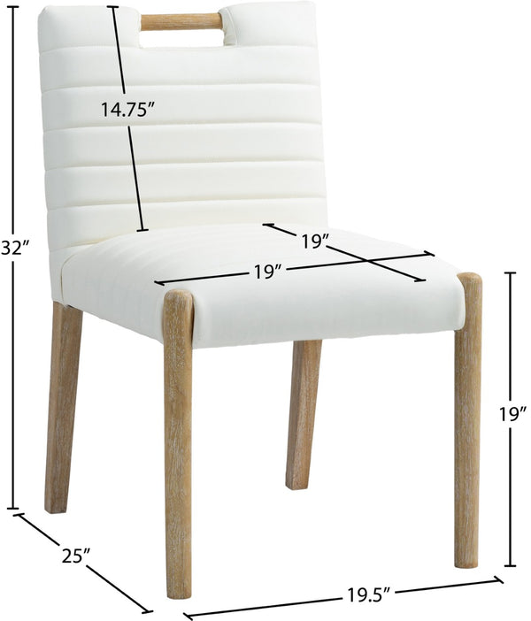Meridian Furniture Aimee Channel Tufted Vegan Leather Dining Chair with Solid Wood Legs for Modern Rooms Cream 11026 11026Cream-SC