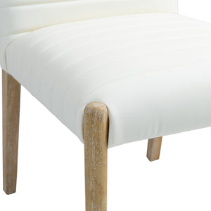 Meridian Furniture Aimee Channel Tufted Vegan Leather Dining Chair with Solid Wood Legs for Modern Rooms Cream 11026 11026Cream-SC