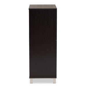 Baxton Studio Baxton Studio Ernest Modern Shoe Storage Cabinet - Stylish Dark Brown Wood Organizer with Ventilation FP-11027-Espresso-Shoe Cabinet