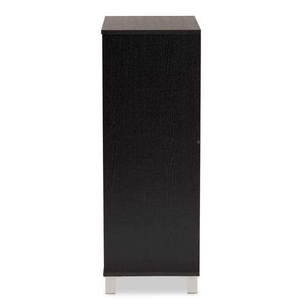 Baxton Studio Baxton Studio Ernest Modern Shoe Storage Cabinet - Stylish Dark Brown Wood Organizer with Ventilation FP-11027-Espresso-Shoe Cabinet