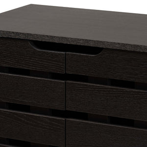 Baxton Studio Baxton Studio Ernest Modern Shoe Storage Cabinet - Stylish Dark Brown Wood Organizer with Ventilation FP-11027-Espresso-Shoe Cabinet