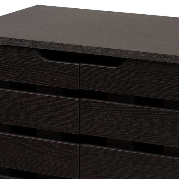 Baxton Studio Baxton Studio Ernest Modern Shoe Storage Cabinet - Stylish Dark Brown Wood Organizer with Ventilation FP-11027-Espresso-Shoe Cabinet