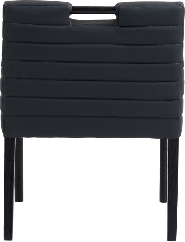 Meridian Furniture Aimee Channel Tufted Vegan Leather Dining Arm Chair with Sturdy Frame for Modern Rooms Black 11027 11027Black-AC