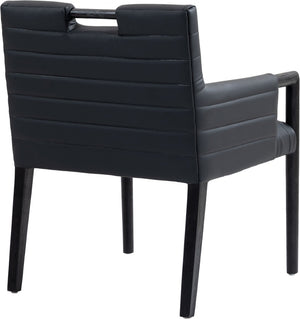 Meridian Furniture Aimee Channel Tufted Vegan Leather Dining Arm Chair with Sturdy Frame for Modern Rooms Black 11027 11027Black-AC