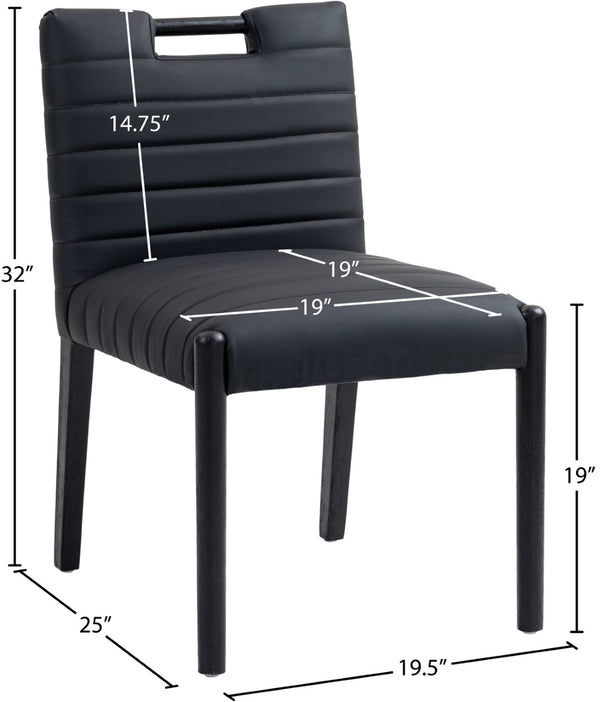 Meridian Furniture Aimee Channel Tufted Vegan Leather Dining Chair with Solid Wood Legs for Modern Rooms Black 11027 11027Black-SC