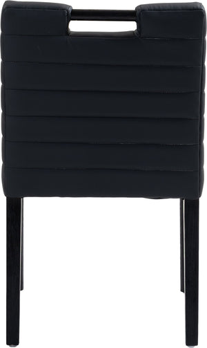 Meridian Furniture Aimee Channel Tufted Vegan Leather Dining Chair with Solid Wood Legs for Modern Rooms Black 11027 11027Black-SC