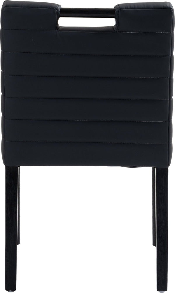Meridian Furniture Aimee Channel Tufted Vegan Leather Dining Chair with Solid Wood Legs for Modern Rooms Black 11027 11027Black-SC