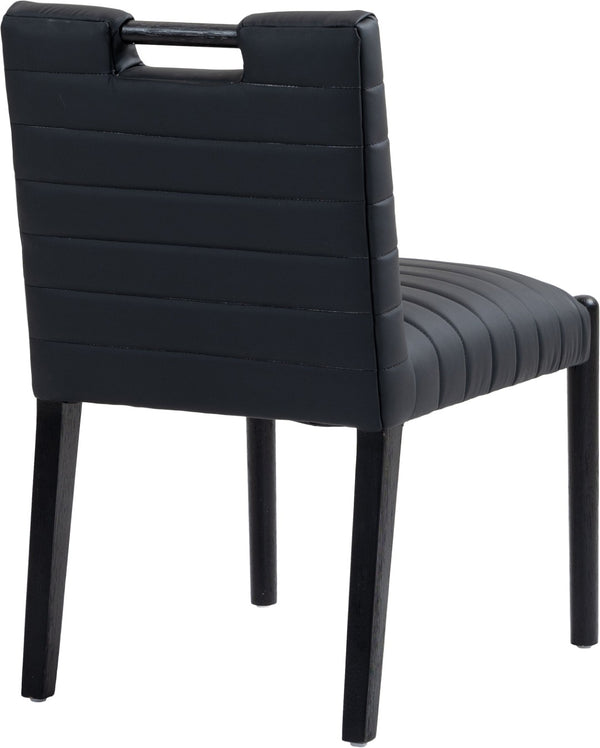 Meridian Furniture Aimee Channel Tufted Vegan Leather Dining Chair with Solid Wood Legs for Modern Rooms Black 11027 11027Black-SC