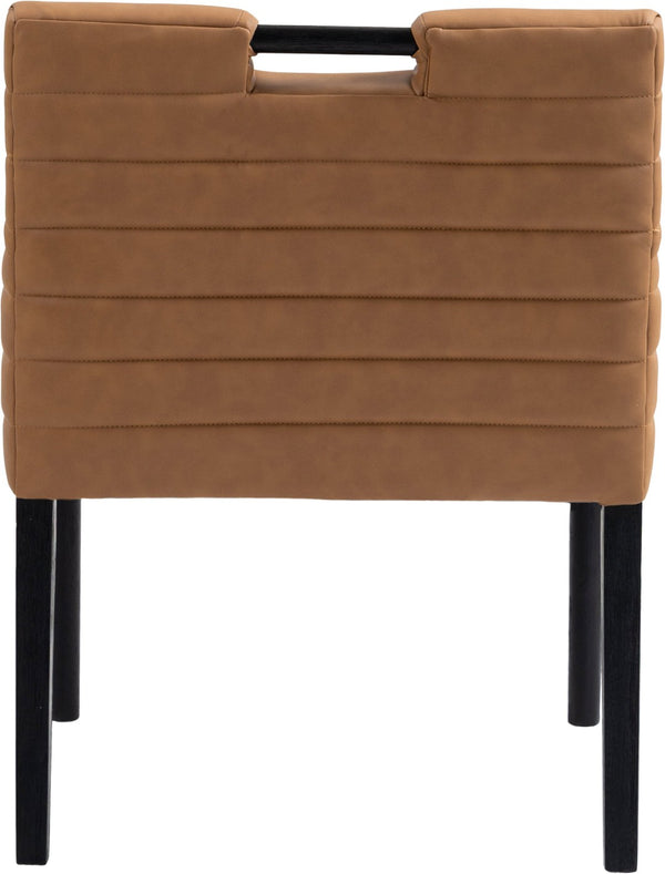 Meridian Furniture Aimee Channel Tufted Vegan Leather Dining Arm Chair with Sturdy Frame for Modern Rooms Cognac 11027 11027Cognac-AC