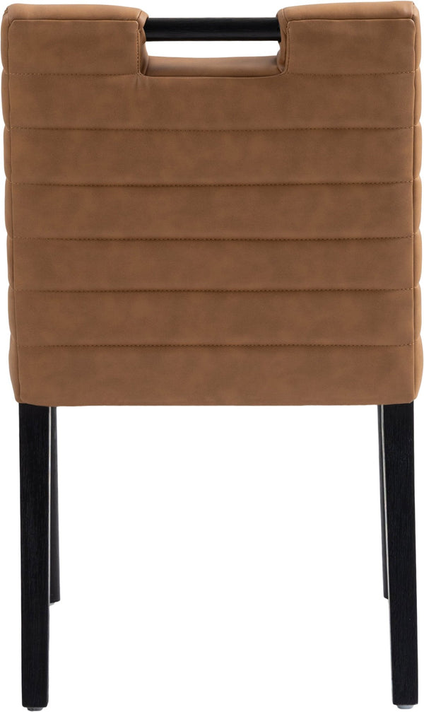 Meridian Furniture Aimee Channel Tufted Vegan Leather Dining Chair with Solid Wood Legs for Modern Rooms Cognac 11027 11027Cognac-SC