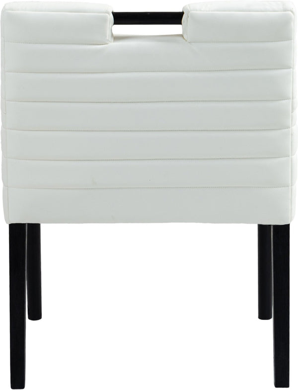 Meridian Furniture Aimee Channel Tufted Vegan Leather Dining Arm Chair with Sturdy Frame for Modern Rooms Cream 11027 11027Cream-AC