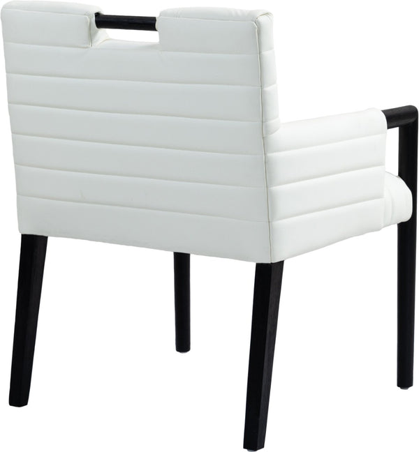Meridian Furniture Aimee Channel Tufted Vegan Leather Dining Arm Chair with Sturdy Frame for Modern Rooms Cream 11027 11027Cream-AC