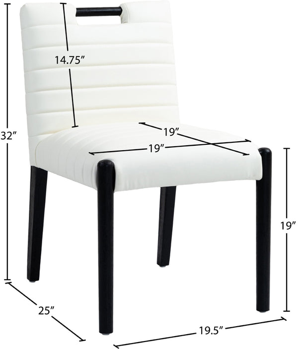 Meridian Furniture Aimee Channel Tufted Vegan Leather Dining Chair with Solid Wood Legs for Modern Rooms Cream 11027 11027Cream-SC