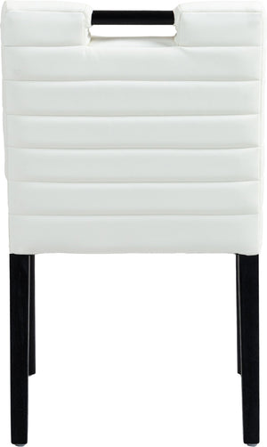 Meridian Furniture Aimee Channel Tufted Vegan Leather Dining Chair with Solid Wood Legs for Modern Rooms Cream 11027 11027Cream-SC