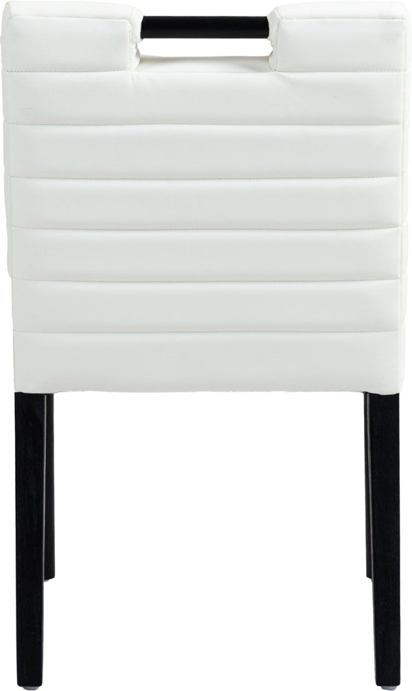Meridian Furniture Aimee Channel Tufted Vegan Leather Dining Chair with Solid Wood Legs for Modern Rooms Cream 11027 11027Cream-SC