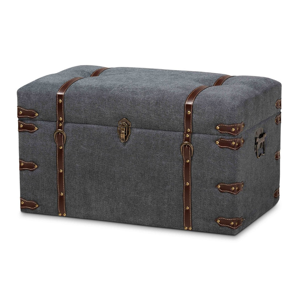 Baxton Studio Baxton Studio Palma Grey Fabric Storage Trunk Ottoman - Stylish, Multifunctional Seating & Storage Solution JY20A10L-Grey-Trunk Otto