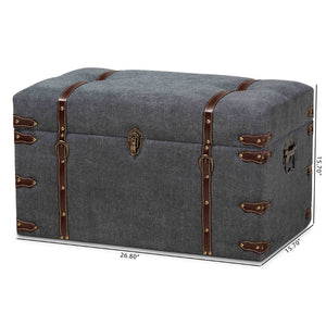Baxton Studio Baxton Studio Palma Grey Fabric Storage Trunk Ottoman - Stylish, Multifunctional Seating & Storage Solution JY20A10L-Grey-Trunk Otto