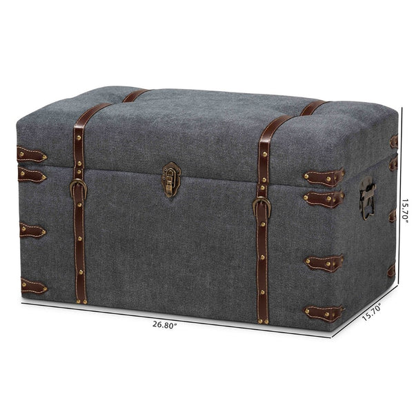 Baxton Studio Baxton Studio Palma Grey Fabric Storage Trunk Ottoman - Stylish, Multifunctional Seating & Storage Solution JY20A10L-Grey-Trunk Otto