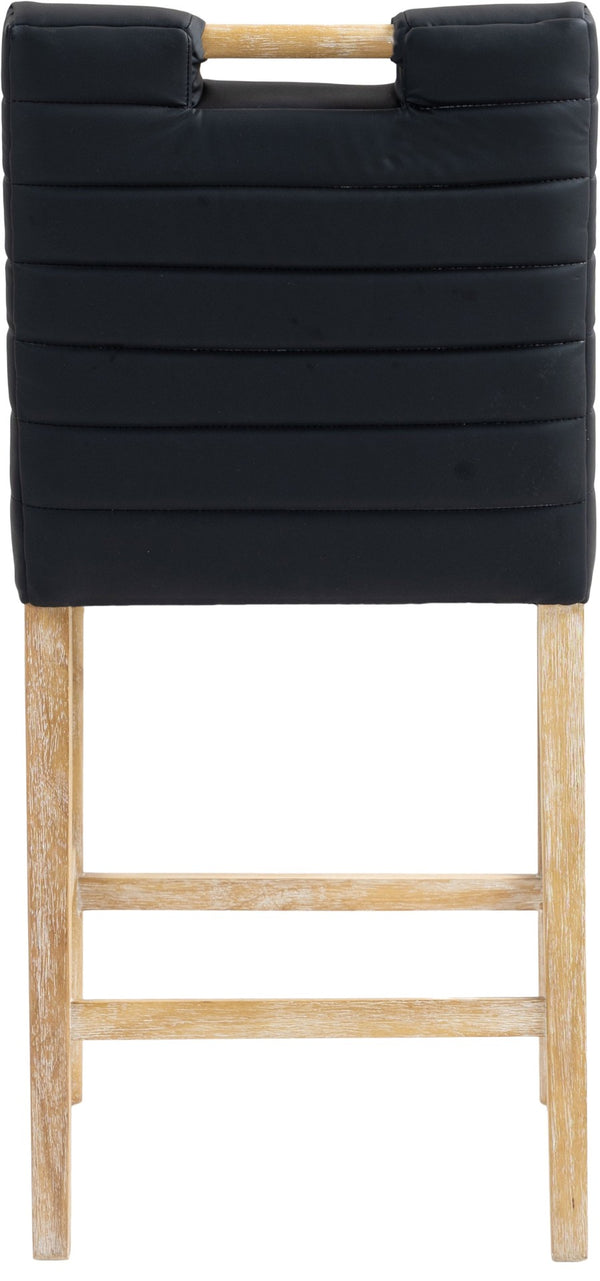 Meridian Furniture Aimee Channel Tufted Vegan Leather Counter Stool with Wood Legs for Kitchen Islands and Bars Black 11028 11028Black-C