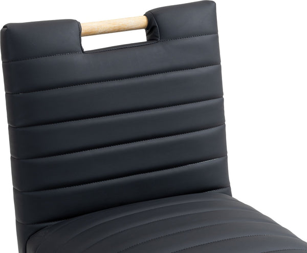 Meridian Furniture Aimee Channel Tufted Vegan Leather Counter Stool with Wood Legs for Kitchen Islands and Bars Black 11028 11028Black-C