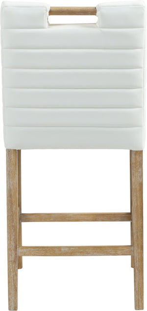 Meridian Furniture Aimee Channel Tufted Vegan Leather Counter Stool with Wood Legs for Kitchen Islands and Bars Cream 11028 11028Cream-C
