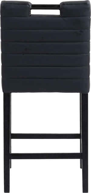 Meridian Furniture Aimee Channel Tufted Vegan Leather Counter Stool with Wood Legs for Kitchen Islands and Bars Black 11029 11029Black-C