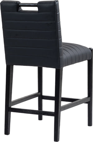 Meridian Furniture Aimee Channel Tufted Vegan Leather Counter Stool with Wood Legs for Kitchen Islands and Bars Black 11029 11029Black-C