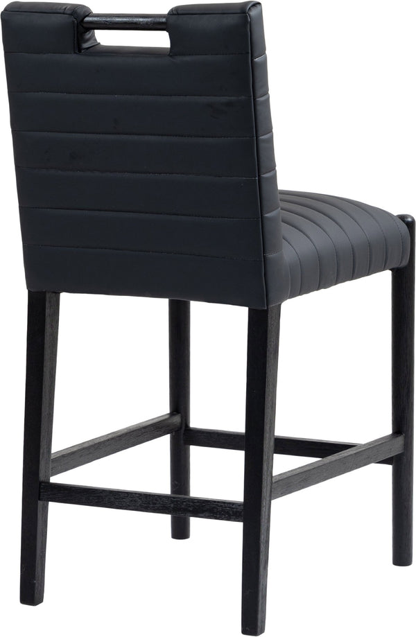 Meridian Furniture Aimee Channel Tufted Vegan Leather Counter Stool with Wood Legs for Kitchen Islands and Bars Black 11029 11029Black-C
