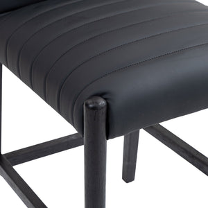 Meridian Furniture Aimee Channel Tufted Vegan Leather Counter Stool with Wood Legs for Kitchen Islands and Bars Black 11029 11029Black-C