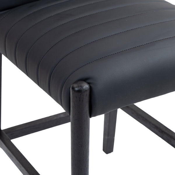 Meridian Furniture Aimee Channel Tufted Vegan Leather Counter Stool with Wood Legs for Kitchen Islands and Bars Black 11029 11029Black-C